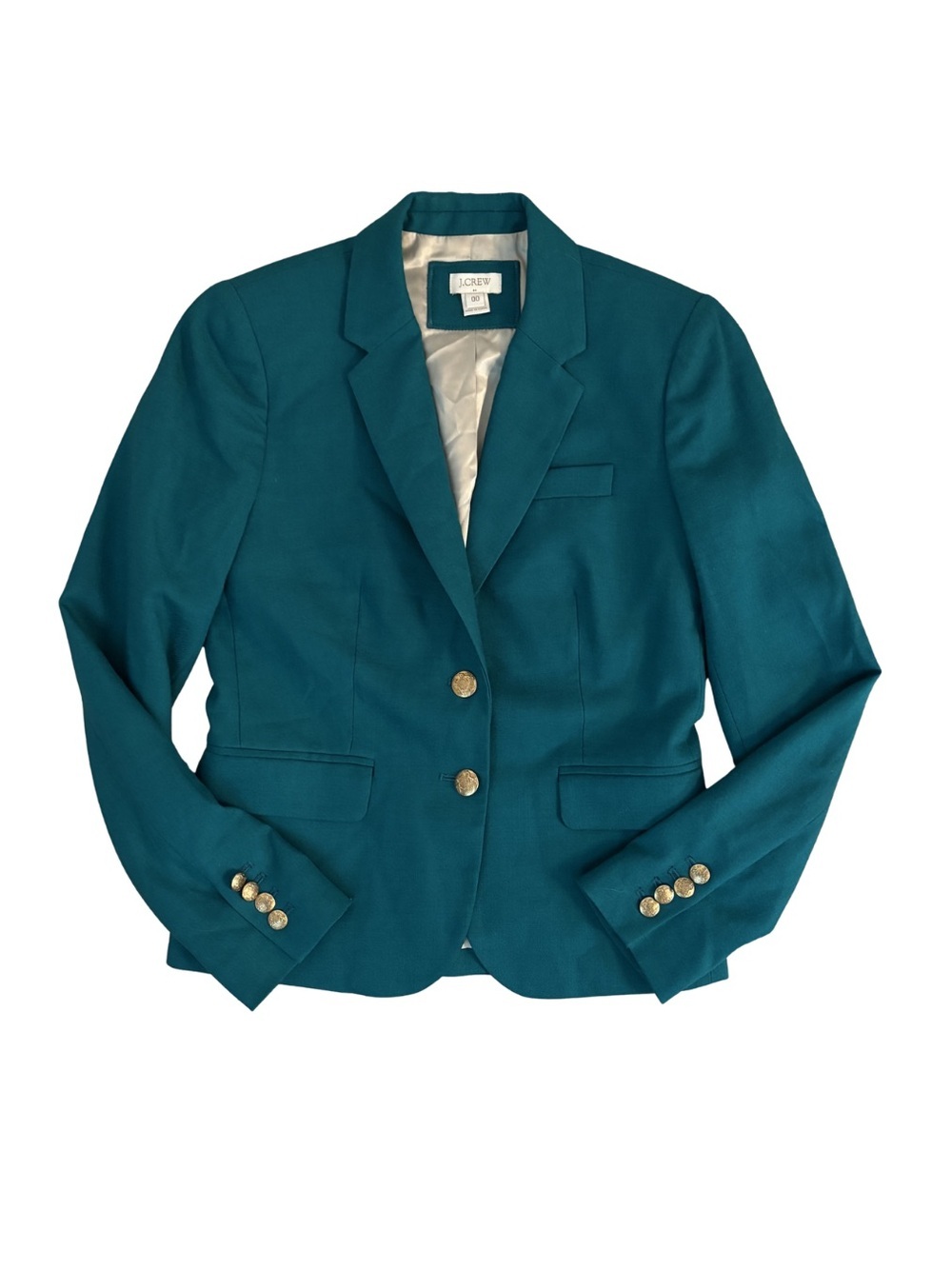 J. Crew Teal Tailored Women's Blazer with Gold Buttons